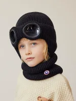 Bonnet tour de cou enfant hiver ensemble 2 pièces tricoté doublé polaire