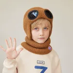 Bonnet tour de cou enfant hiver ensemble 2 pièces tricoté doublé polaire