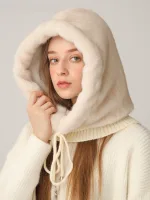 Cagoule Tricotée – Chapeau Chaud & Couvre-Cou, Protection Confortable en Velours Épais