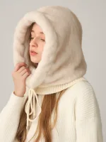 Cagoule Tricotée – Chapeau Chaud & Couvre-Cou, Protection Confortable en Velours Épais