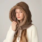 Cagoule Tricotée – Chapeau Chaud & Couvre-Cou, Protection Confortable en Velours Épais